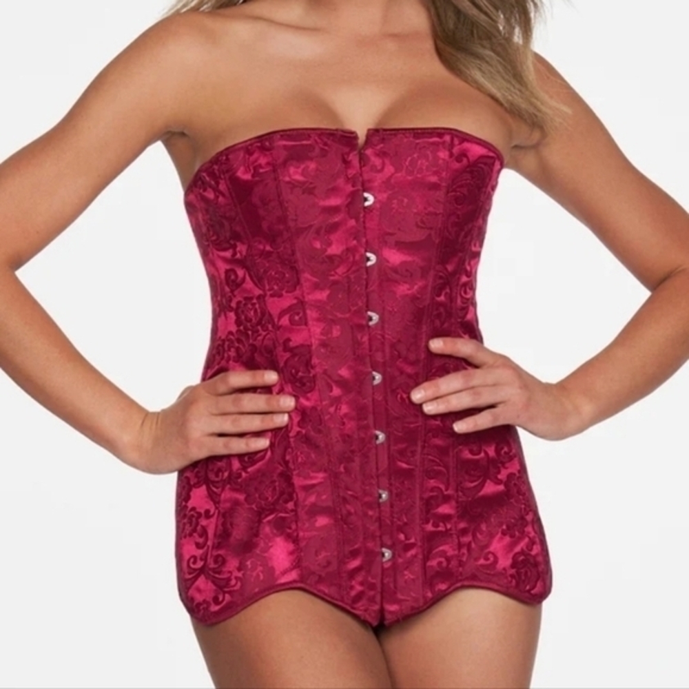 NWT Frederick's of Hollywood Dream Burlesque Red Satin Plus Size Corset 44